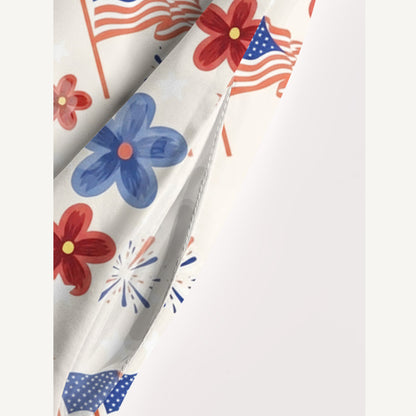 Patriotic Blossom Flag Print Wide Straps Maxi Dress With Pockets