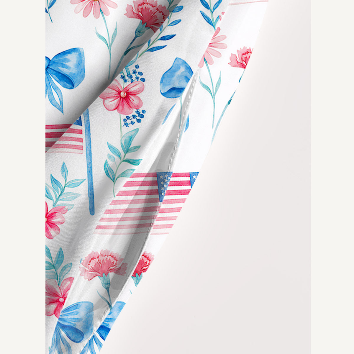 Pastel USA Flag Print Wide Straps Maxi Dress With Pockets