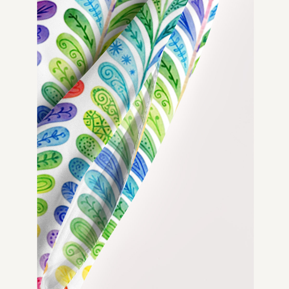 Rainbow Feather Stripes Print Wide Straps Maxi Dress With Pockets