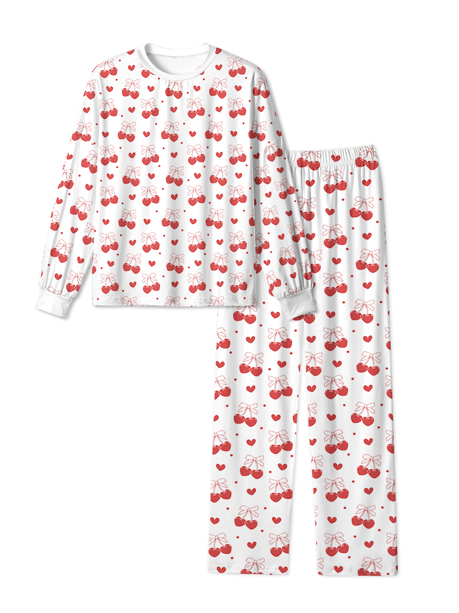 Vintage Cherry Bow Heart Dot Pop Pajamas