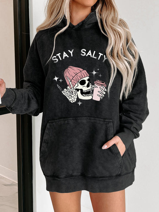 Oversized Stay Salty Washed Hoodie