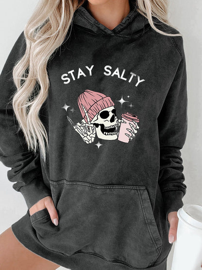 Oversized Stay Salty Washed Hoodie