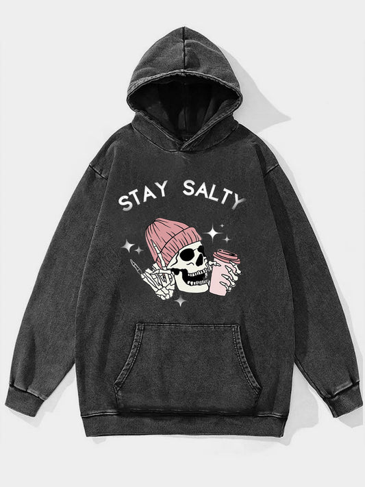 Oversized Stay Salty Washed Hoodie