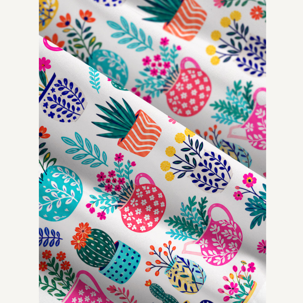 Cactus and Flowers Print Wide Straps Maxi Dress With Pockets