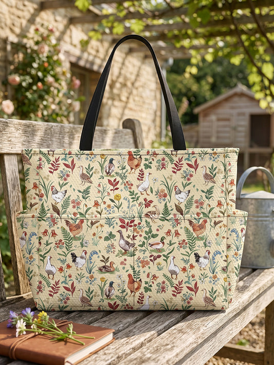 Countryside Garden Critter Print Tote Bag