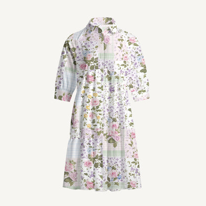 V Neck Collared Pastel Rose Mini Dress For Women With Pockets