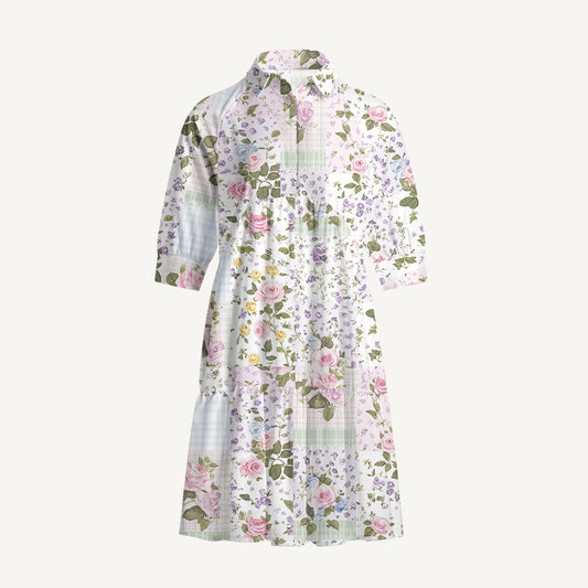 V Neck Collared Pastel Rose Mini Dress For Women With Pockets