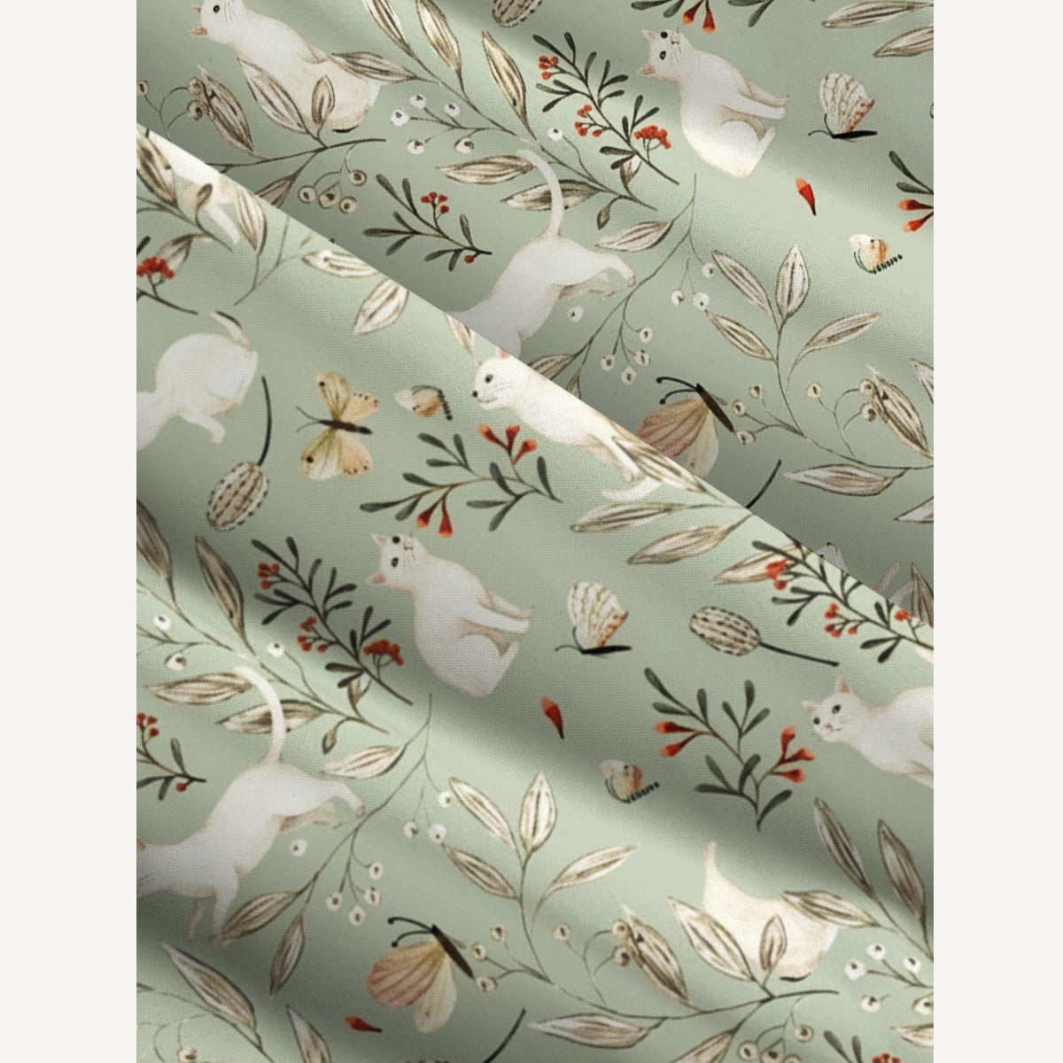 Enchanted Meadow Cat Print Wide Straps Maxi Dress With Pockets