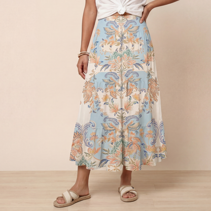 Azure Lily Palace Print Convertible Maxi Skirt & Strapless Dress
