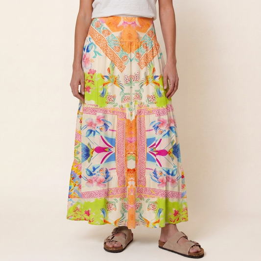 Vivid Lily Print Convertible Maxi Skirt & Strapless Dress
