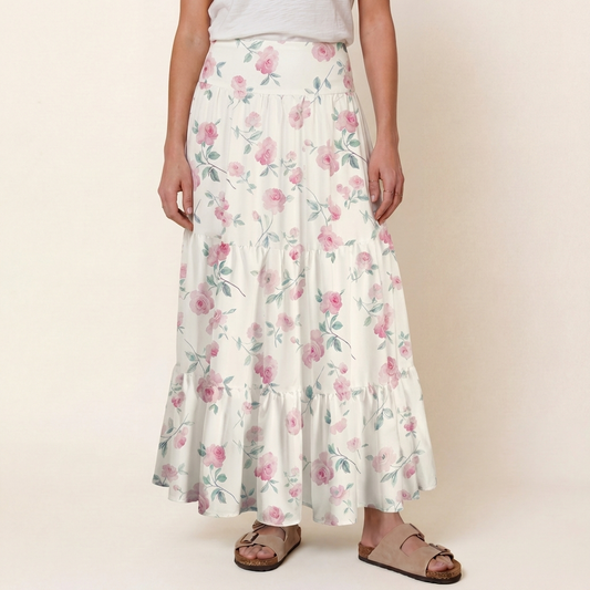 Blush Rose Print Convertible Maxi Skirt & Strapless Dress