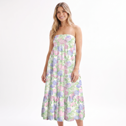 Lilac Hydrangea Print Convertible Maxi Skirt & Strapless Dress