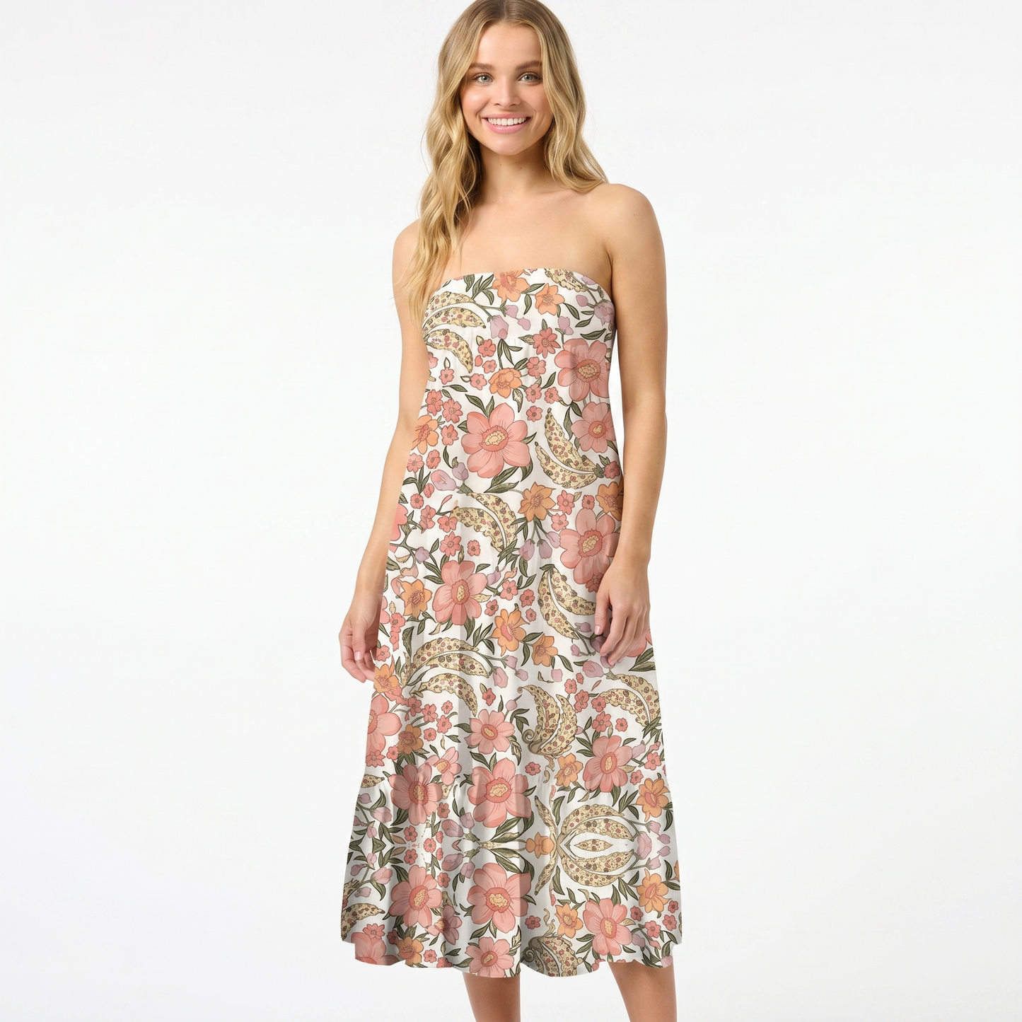 Amber Bloom Print Convertible Maxi Skirt & Strapless Dress
