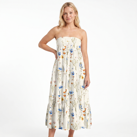 Wild Bloom Print Convertible Maxi Skirt & Strapless Dress