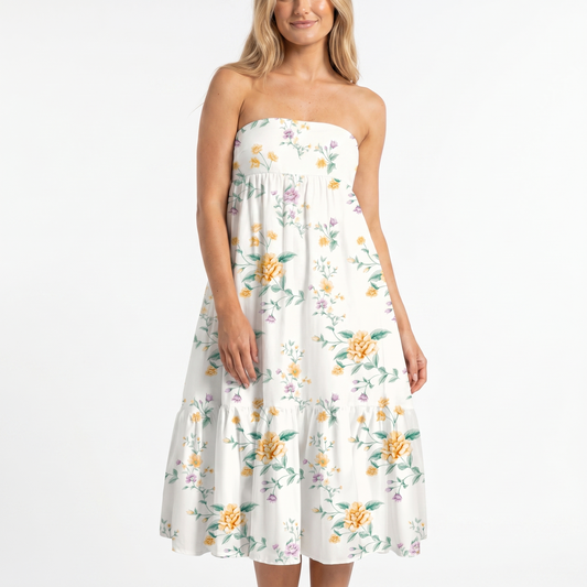 Amber Rose Print Convertible Maxi Skirt & Strapless Dress