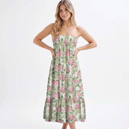 Hydrangea Whisper Print Convertible Maxi Skirt & Strapless Dress