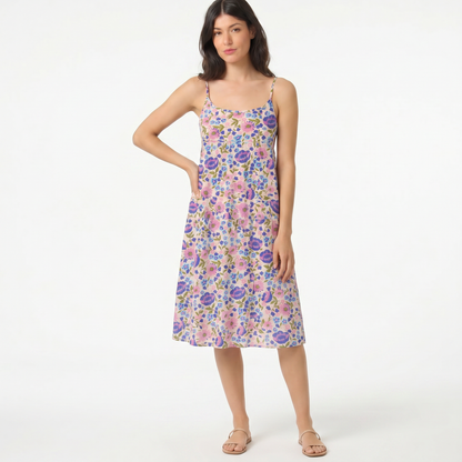 Lavender Bloom Spaghetti Strap Mini Dress