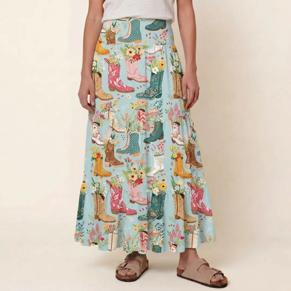 Boots Flower Print Convertible Maxi Skirt & Strapless Dress