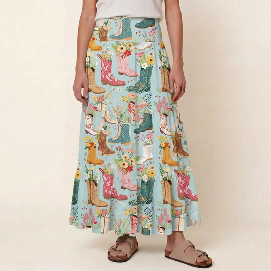 Boots Flower Print Convertible Maxi Skirt & Strapless Dress