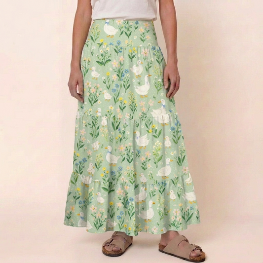 Country Duck & Bloom Print Convertible Maxi Skirt & Strapless Dress