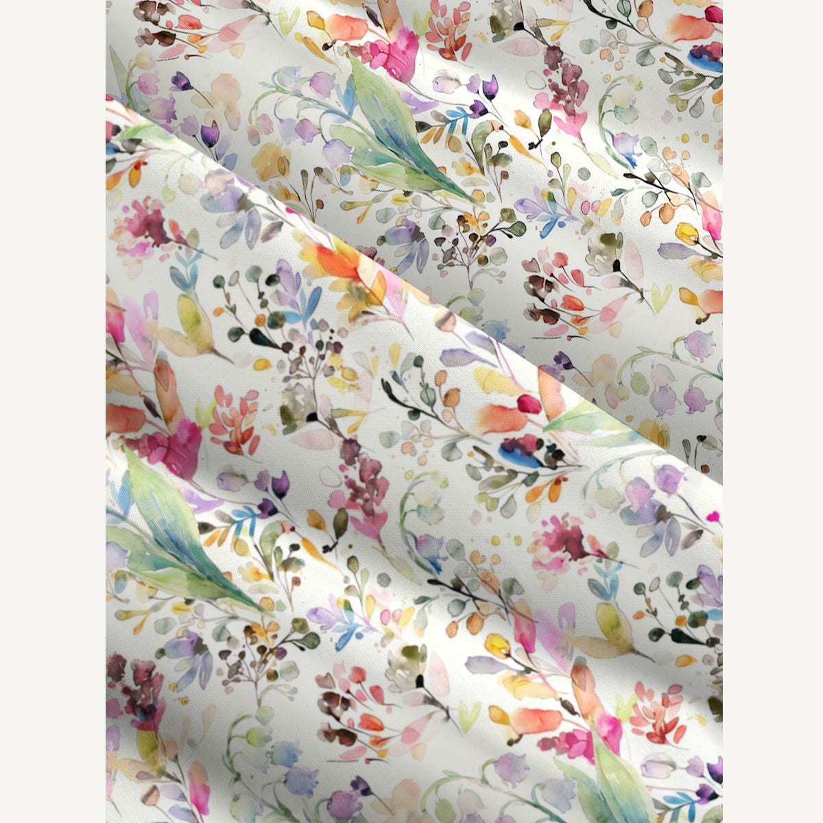 Watercolor Wildflower Garden Print Wide Straps Maxi Dress With Pockets
