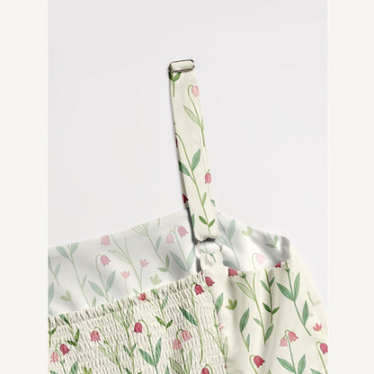 Pastel Tulip Garden Print Wide Straps Maxi Dress With Pockets