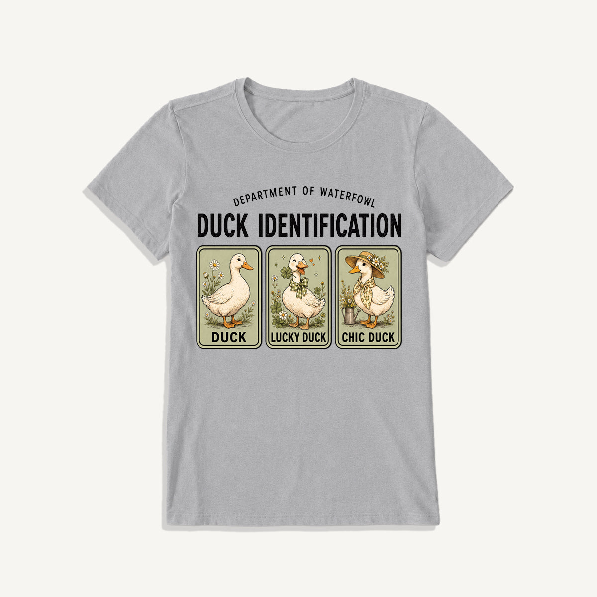 Duck Identification Print Crew Neck Cotton Tee