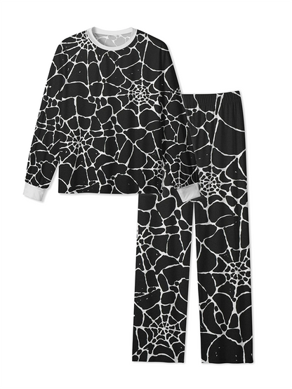 Vintage Minimal Spider Web Line Art Halloween Pajamas
