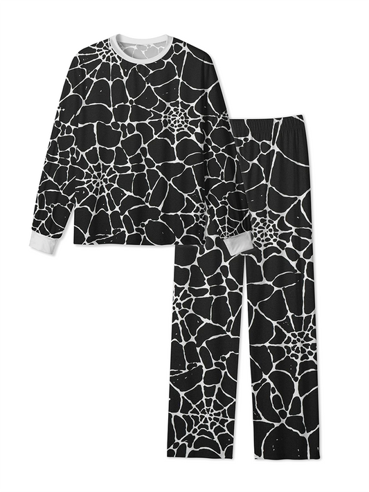 Vintage Minimal Spider Web Line Art Halloween Pajamas