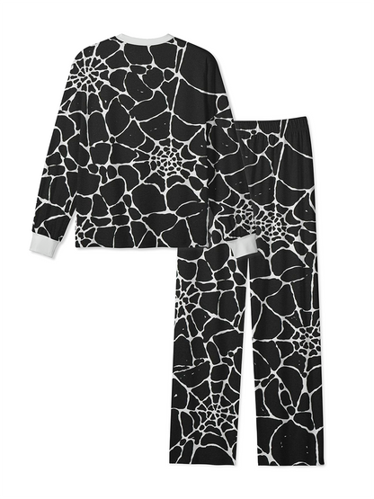 Vintage Minimal Spider Web Line Art Halloween Pajamas