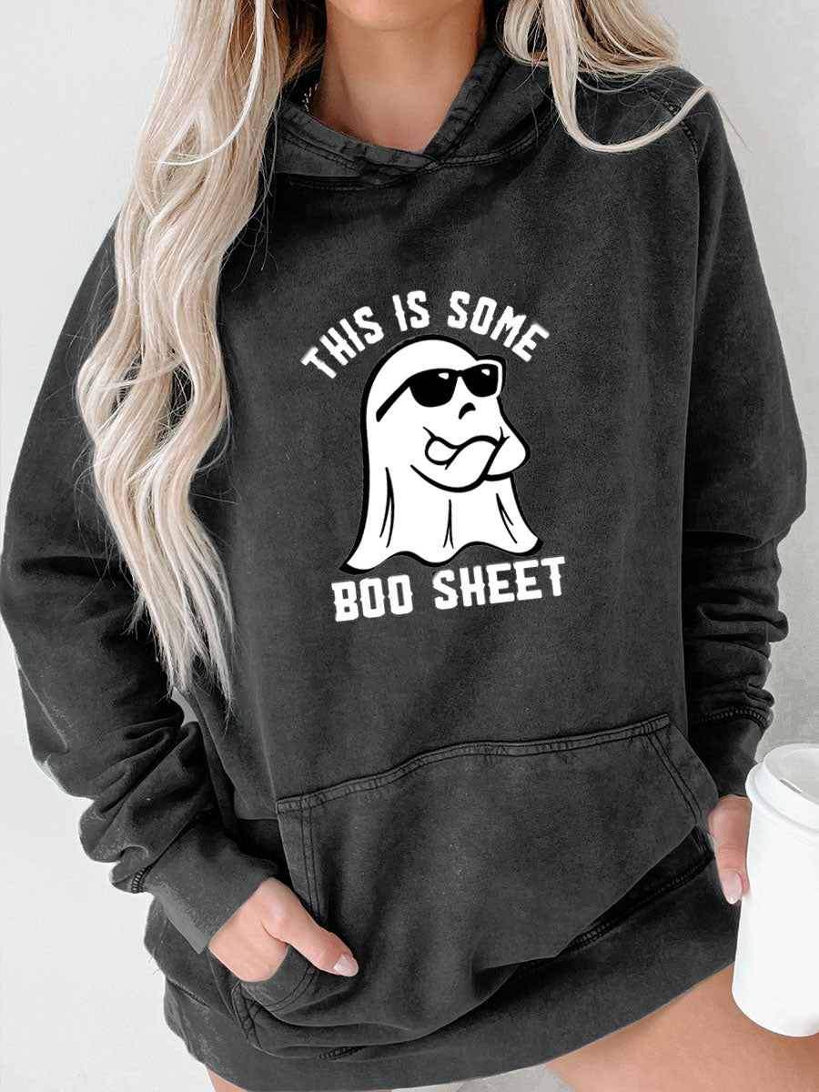 Plus Size This is Some Boo Sheet Washed Hoodie