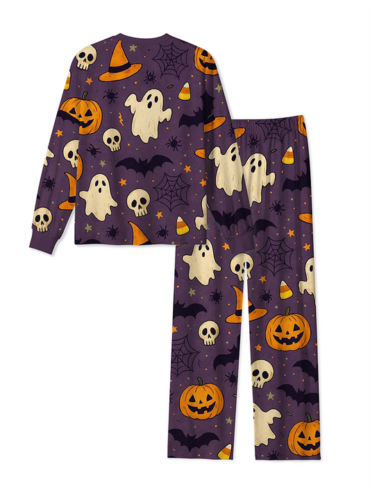 Vintage Cartoon Pumpkin Ghost Retro Halloween Pajamas