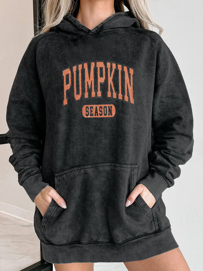 Plus Size Pumpkin Season Washed Hoodie