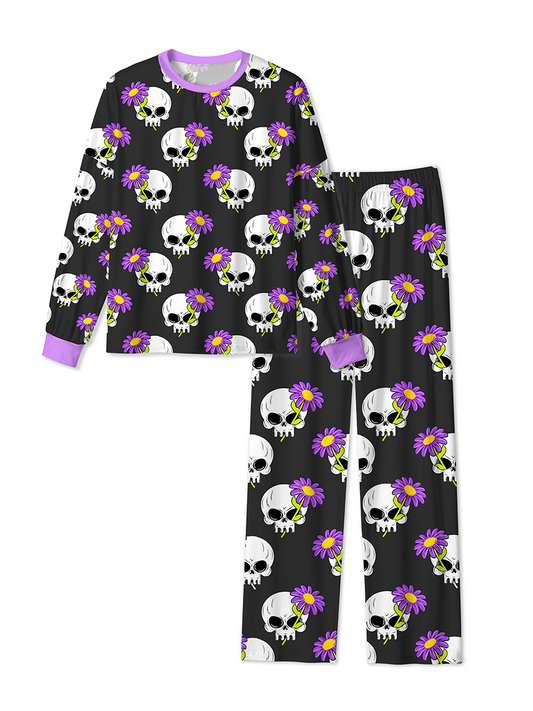 Vintage Minimal Gothic Grunge Floral Line Art Pajamas