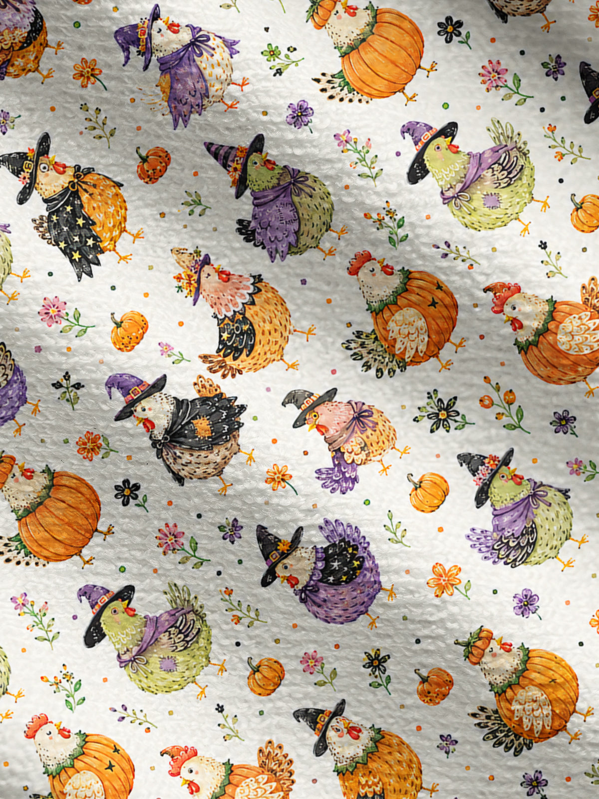 Lightweight Crew Neck Long‑Sleeve Cropped Cute Whimsical Chicken Colorful Print Fine‑Knit Cardigan