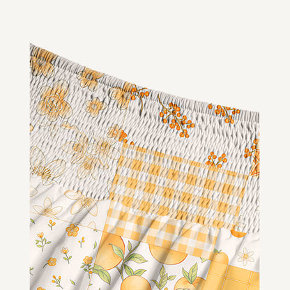 Lemon Sunshine Patchwork Print Convertible Maxi Skirt & Strapless Dress