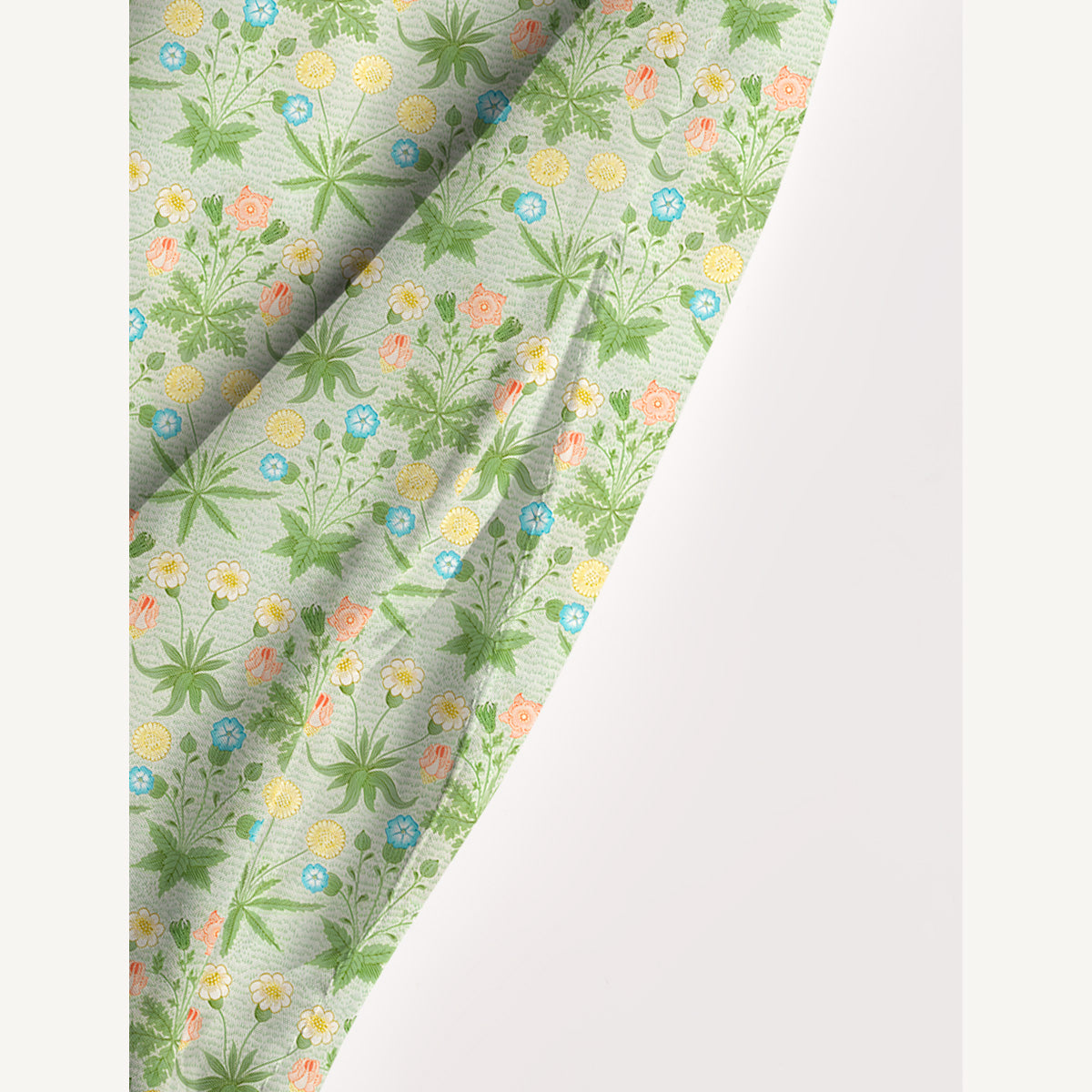 Retro Green Floral Meadow Print Wide Straps Maxi Dress With Pockets