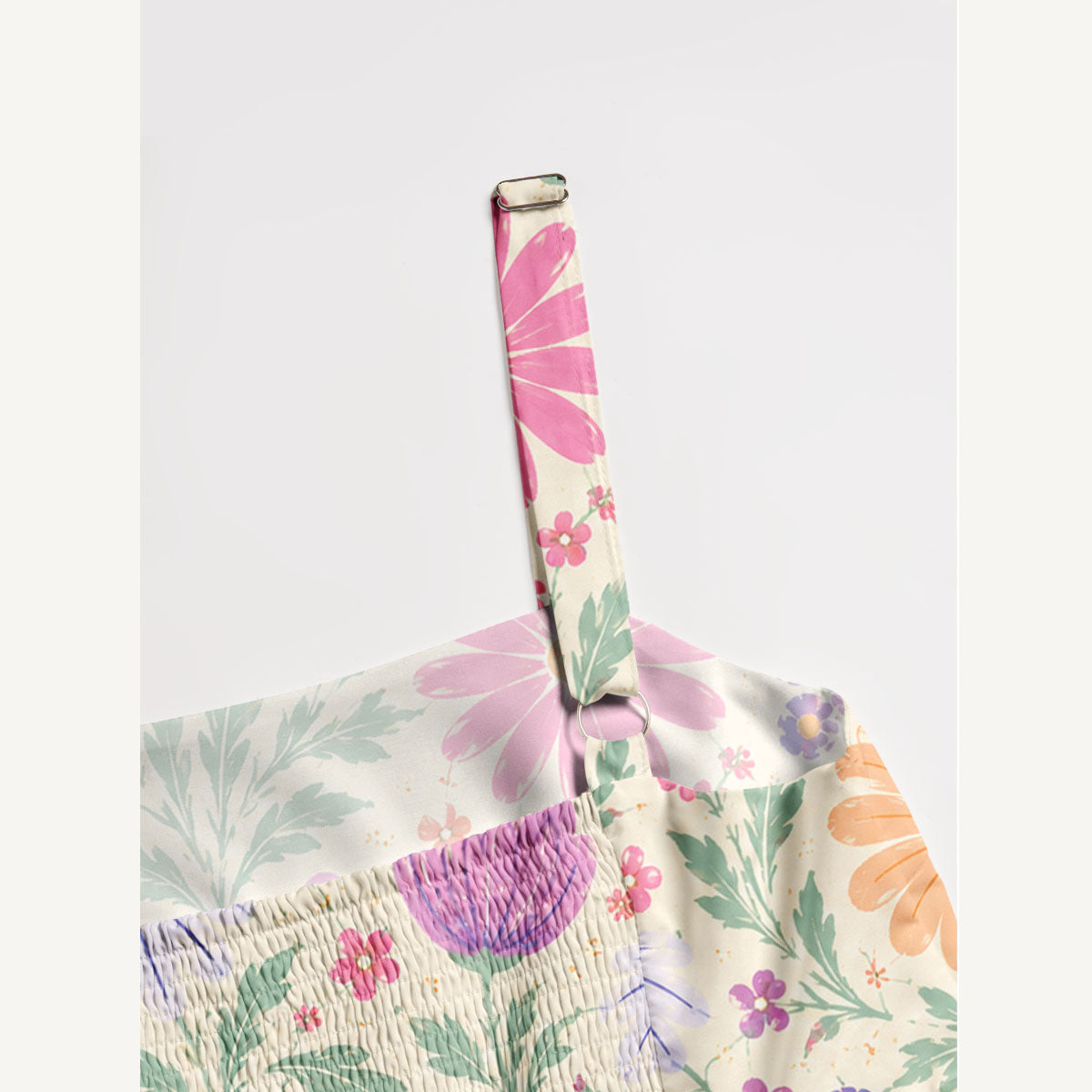 Pastel Wildflower Meadow Print Wide Straps Maxi Dress With Pockets
