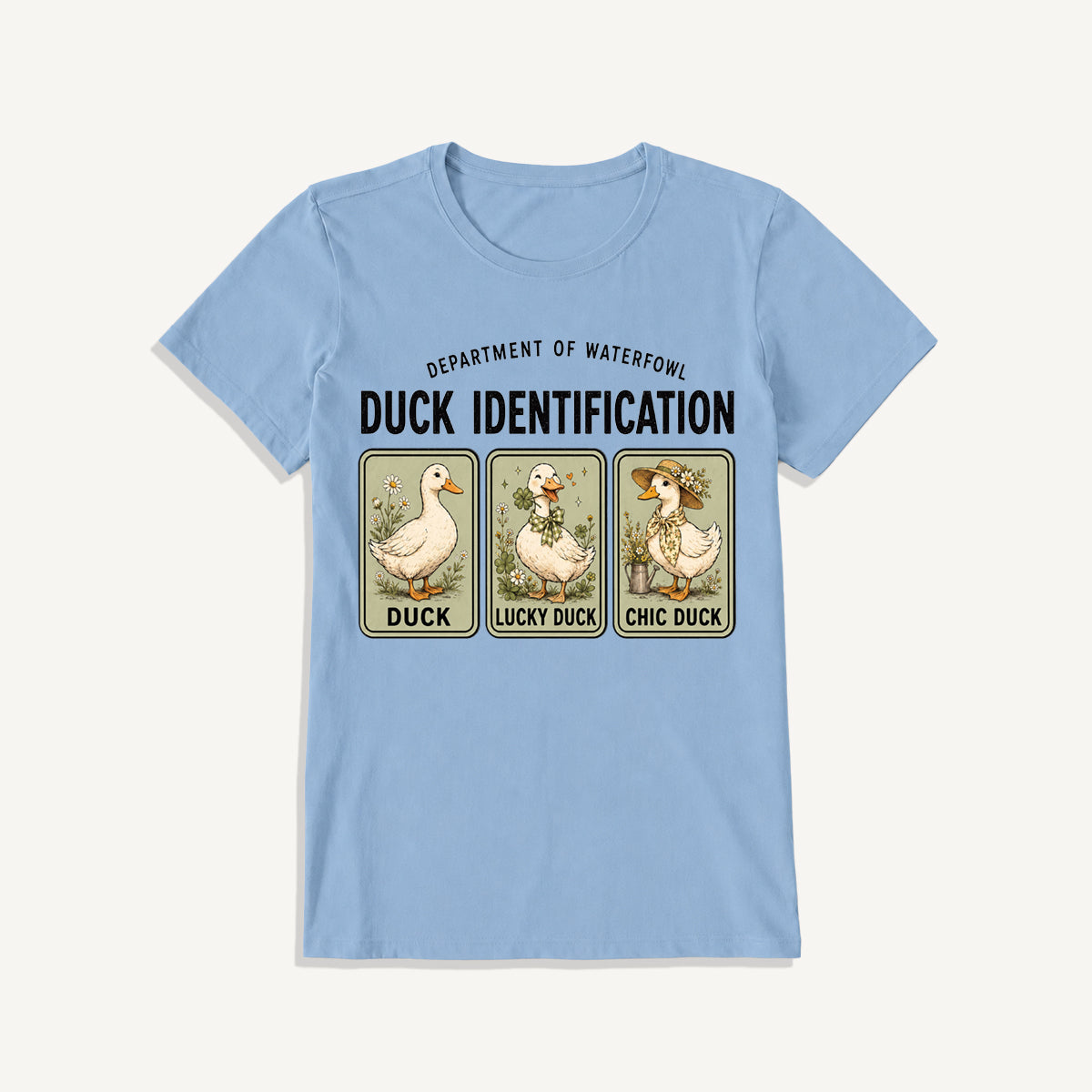 Duck Identification Print Crew Neck Cotton Tee
