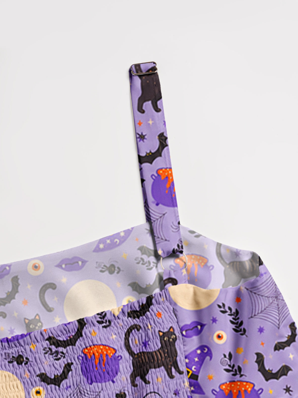 Moonlit Whiskers Print Wide Straps Maxi Dress With Pockets