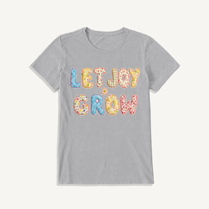 Let Joy Grow Patchwork Print Crew Neck Cotton Tee