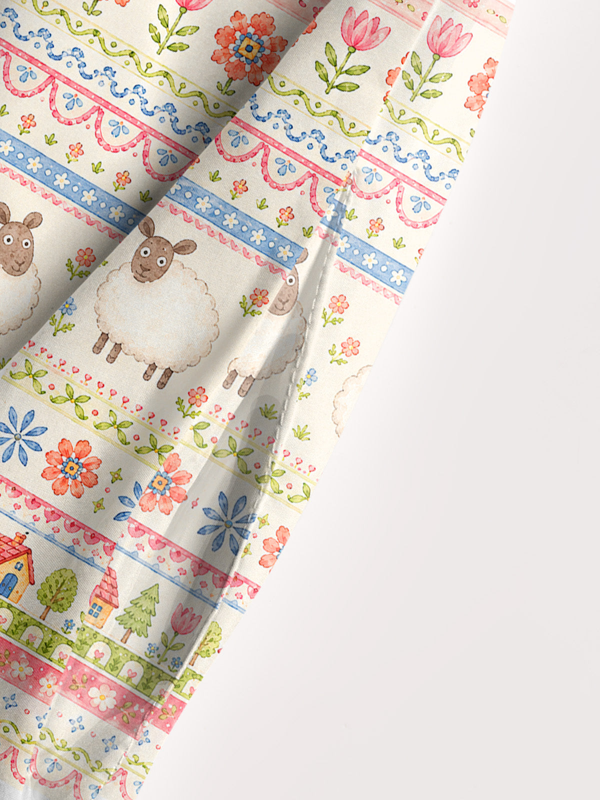 Pastoral Sheep Bands Print Wide Straps Maxi Dress With Pockets