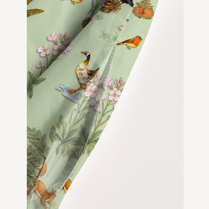 Forest Animal Garden Print Wide Straps Maxi Dress With Pockets