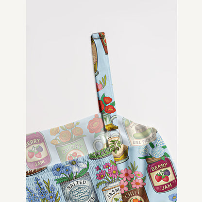 Vintage Pantry Label Print Wide Straps Maxi Dress With Pockets