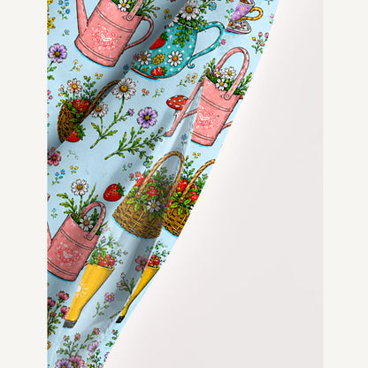 Strawberry Cottage Tea Garden Print Wide Straps Maxi Dress With Pockets
