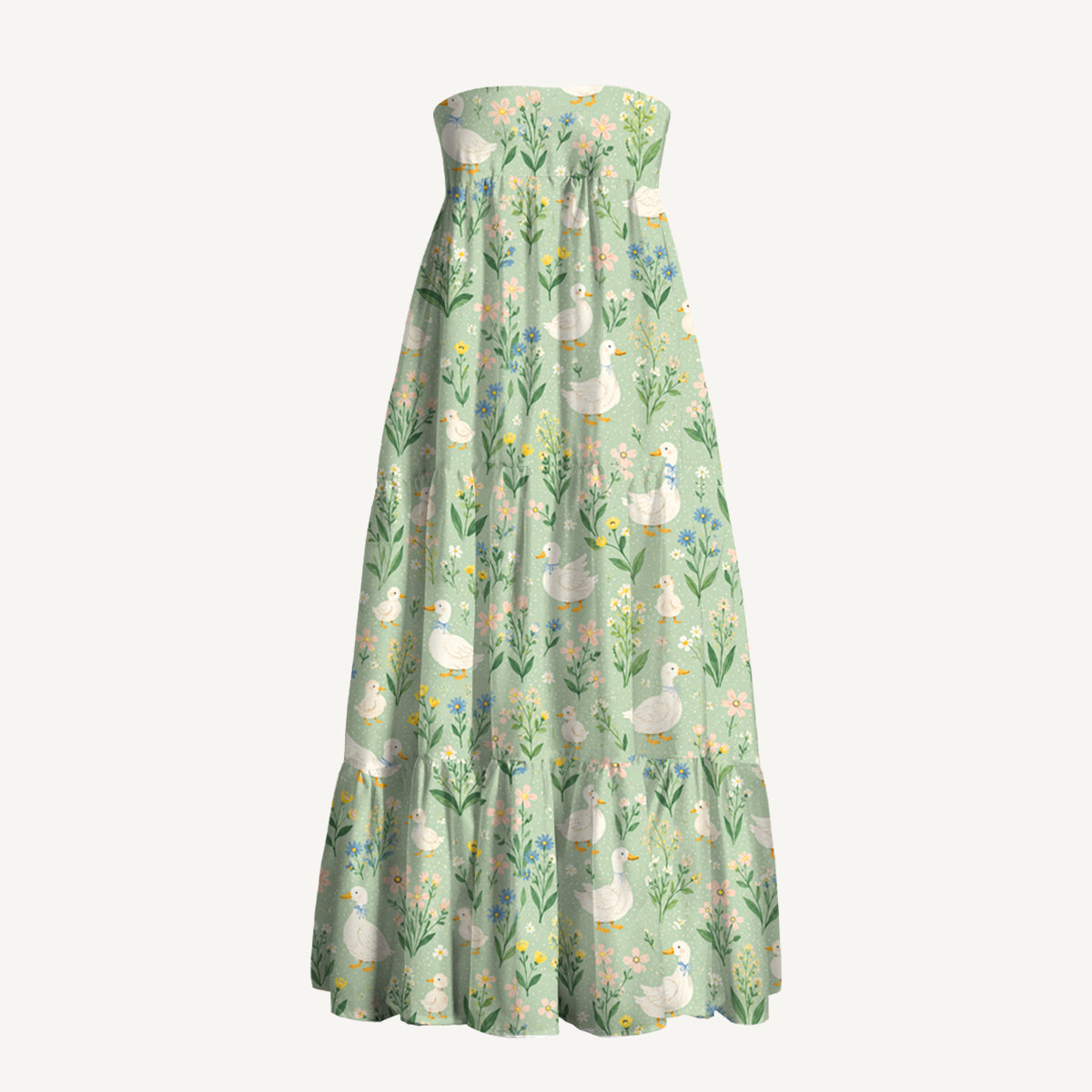 Country Duck & Bloom Print Convertible Maxi Skirt & Strapless Dress