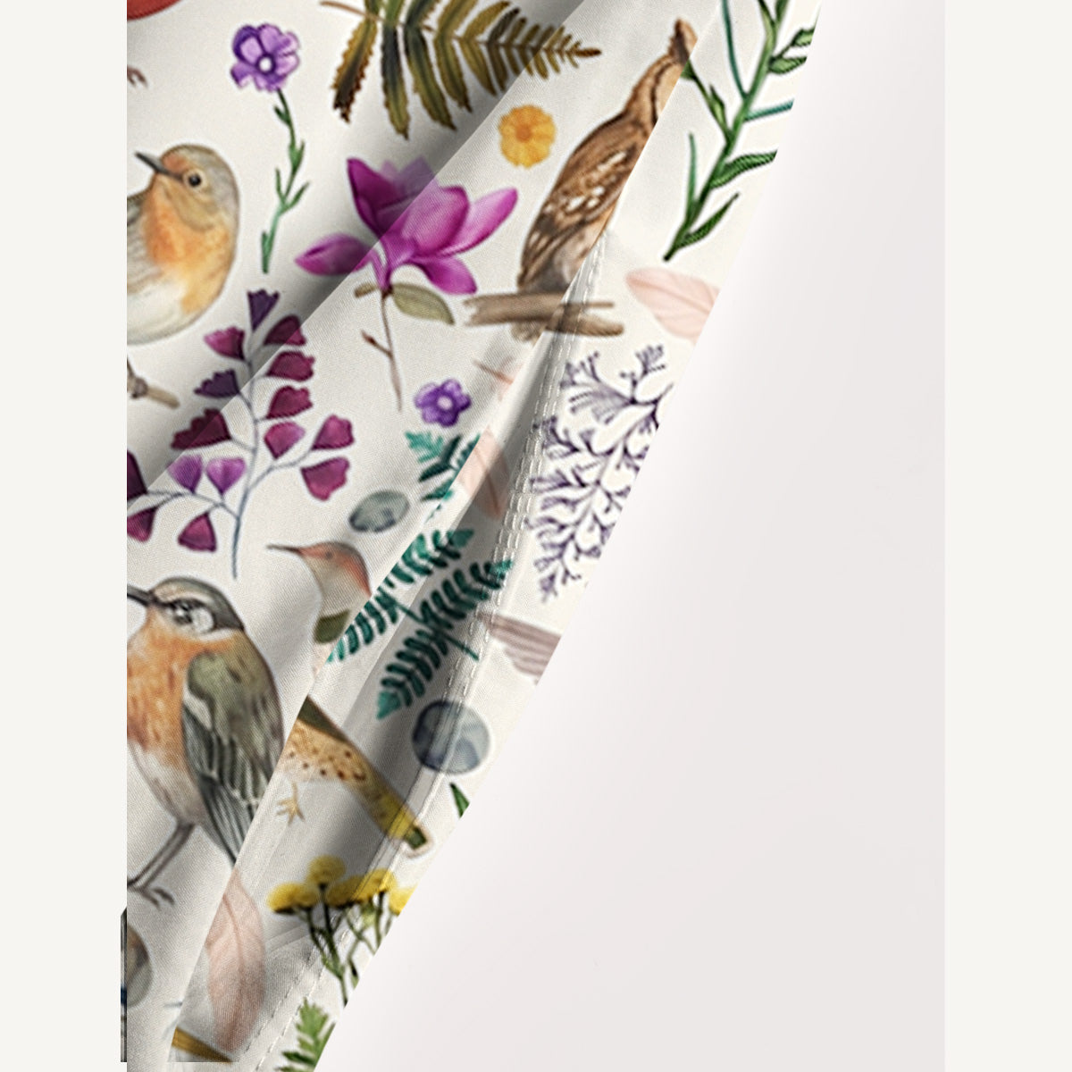 Whimsical Woodland Birds Wildflowers Print Wide Straps Maxi Dress With Pockets