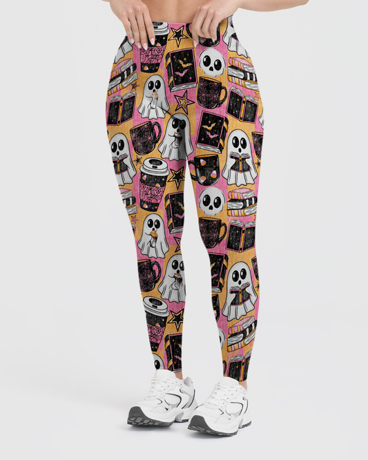 Vintage Gingham Duck Ghost Retro Halloween Leggings