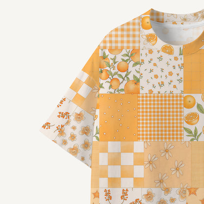 Lemon Sunshine Patchwork print Premium Eco Tee