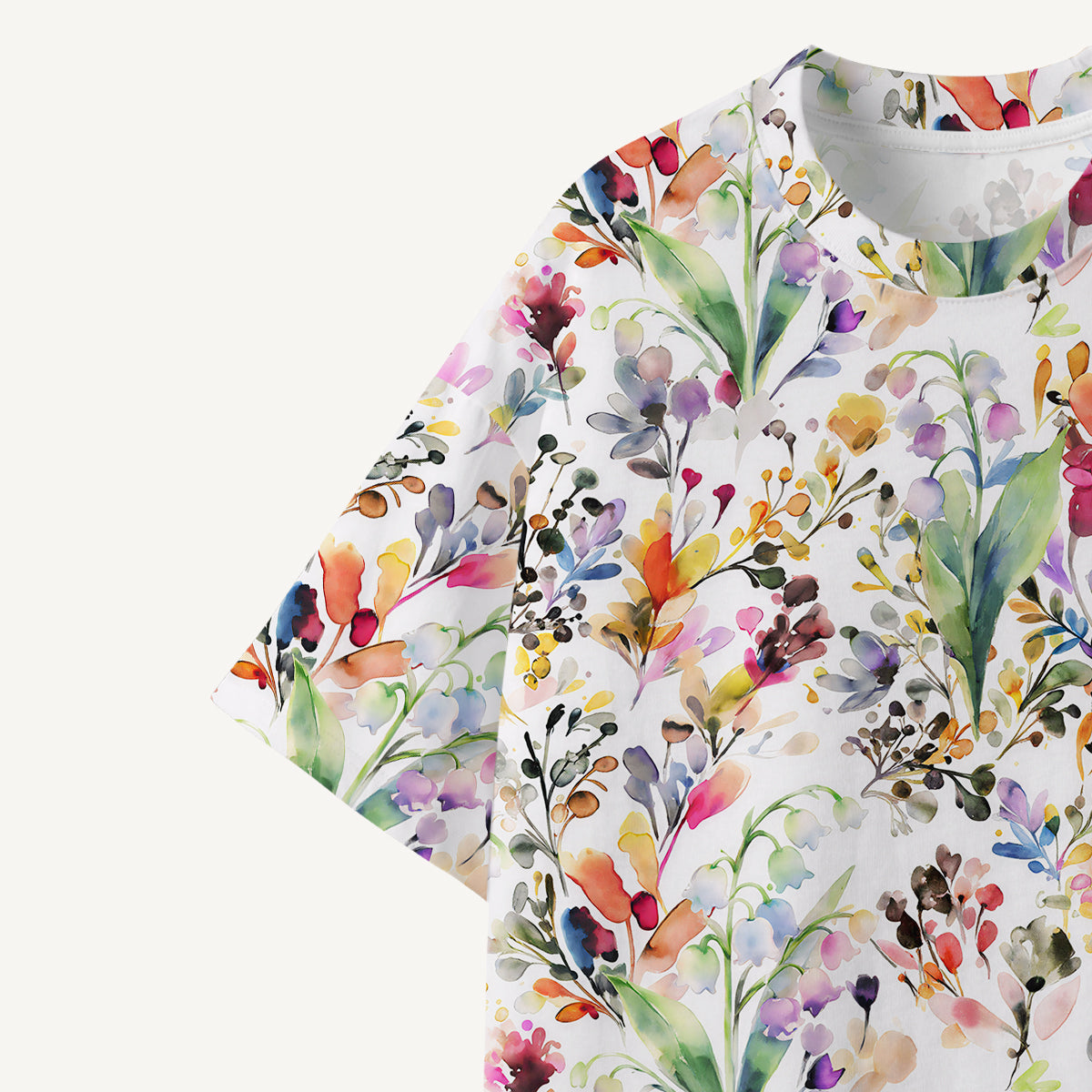 Watercolor Wildflower Garden print Premium Eco Tee